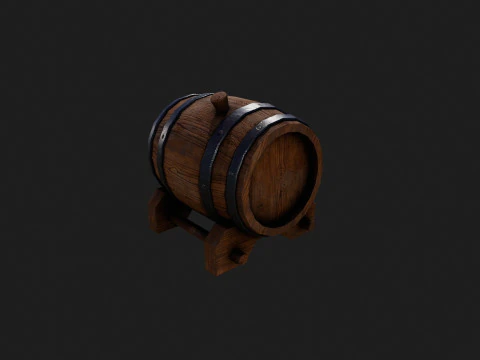 Realistic Wooden Barrel 3D Model