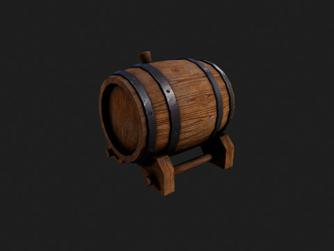 Realistic Wooden Barrel 3D Model
