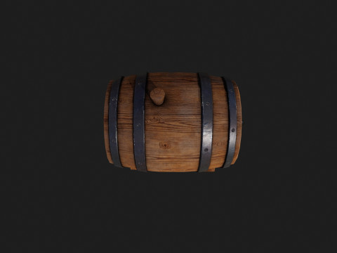 Realistic Wooden Barrel 3D Model