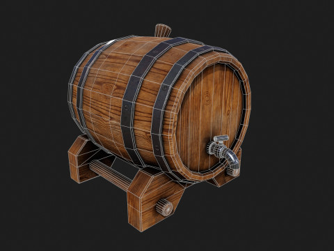 Realistic Wooden Barrel 3D Model