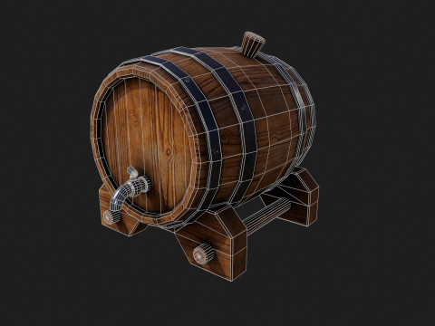 Realistic Wooden Barrel 3D Model