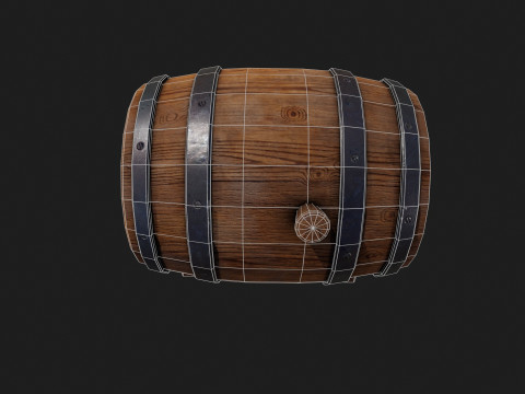 Realistic Wooden Barrel 3D Model