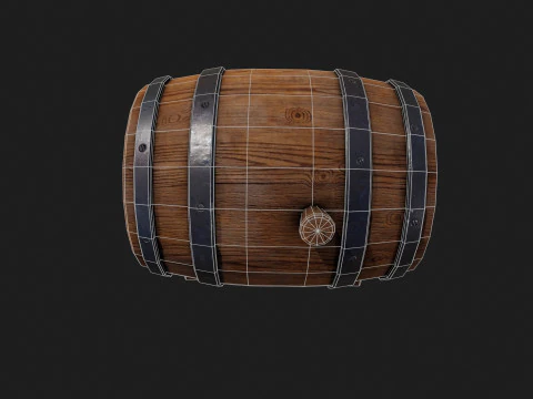 Realistic Wooden Barrel 3D Model
