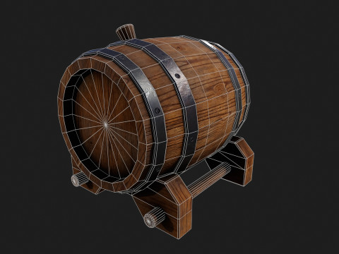 Realistic Wooden Barrel 3D Model