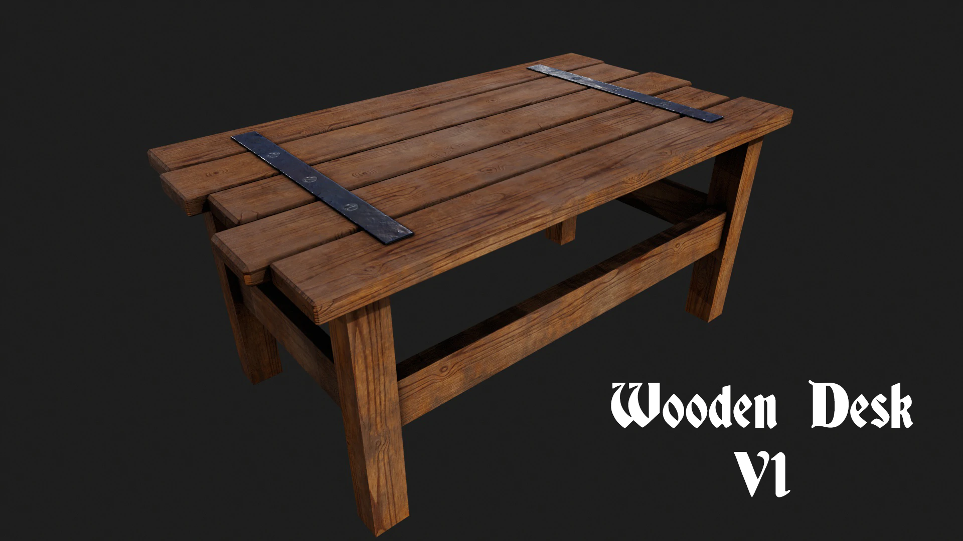 Realistic Wooden Table 3D Model .c4d .max .obj .3ds .fbx .stl .blend