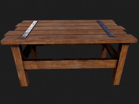 Realistic Wooden Table Modelo 3D