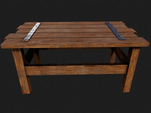 Realistic Wooden Table 3D Model