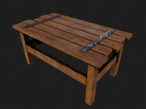 Realistic Wooden Table 3D Model