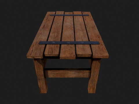 Realistic Wooden Table 3D Model