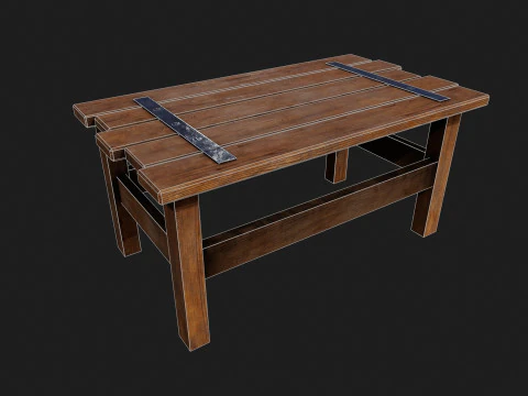 Realistic Wooden Table 3D Model