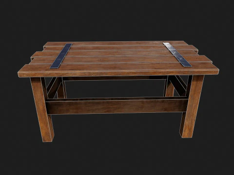 Realistic Wooden Table 3D Model