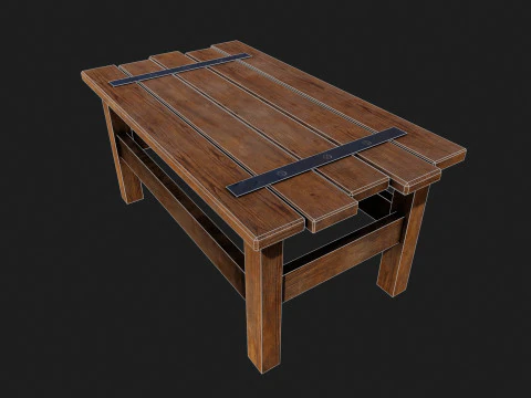 Realistic Wooden Table 3D Model