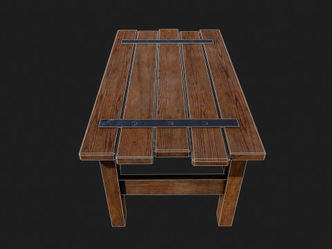 Realistic Wooden Table Modelo 3D