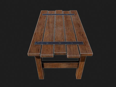Realistic Wooden Table 3D Model