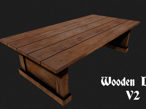Realistic Wooden Table V2 3D Model