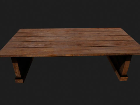 Realistic Wooden Table V2 3D Model