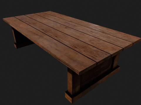 Realistic Wooden Table V2 3D Model