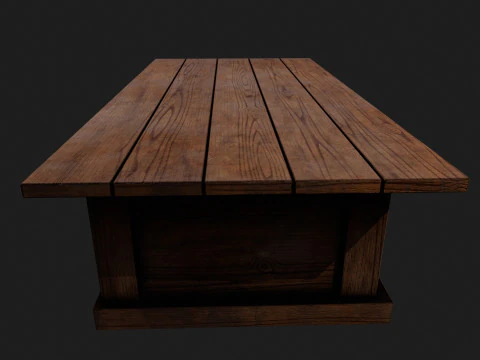 Realistic Wooden Table V2 3D Model