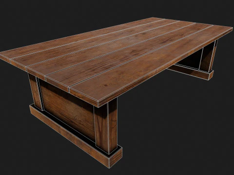 Realistic Wooden Table V2 3D Model