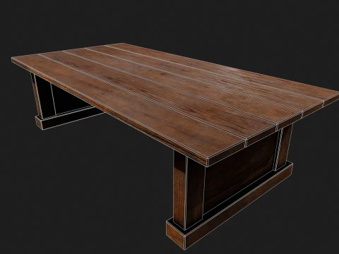 Realistic Wooden Table V2 3D Model