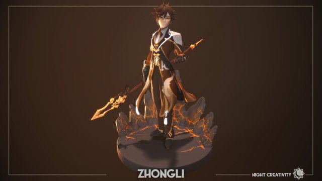 genshin impact zhong li 3D Modell .c4d .max .obj .3ds .fbx .stl .blend 