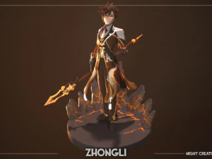 Геншин воздействие Чжунли 3D Модель