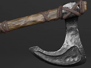 simple norse battle axe low-poly 3D Model