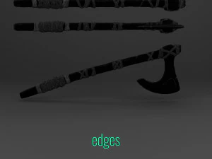simple norse battle axe low-poly 3D Model