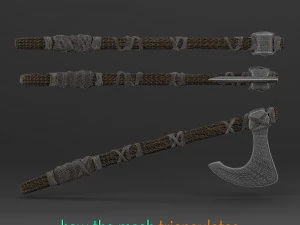 simple norse battle axe low-poly 3D Model