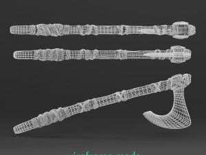 simple norse battle axe low-poly Modèle 3D