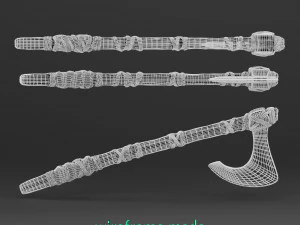 simple norse battle axe low-poly 3D Model