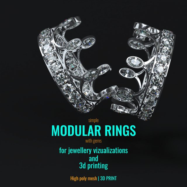 modular rings 3D Print Model .c4d .max .obj .3ds .fbx .stl .blend 