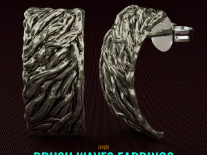 Ohrringe mit B&uuml;rstenwellen 3D Druckmodell