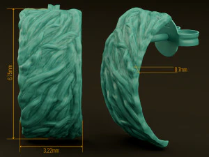 brush waves earrings 3D Print Model