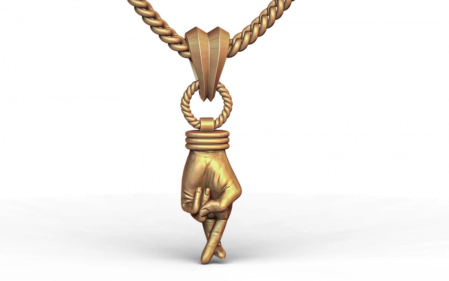 Fingers Crossed Hand Pendant 3D Print Model .c4d .max .obj .3ds .fbx .stl .blend 