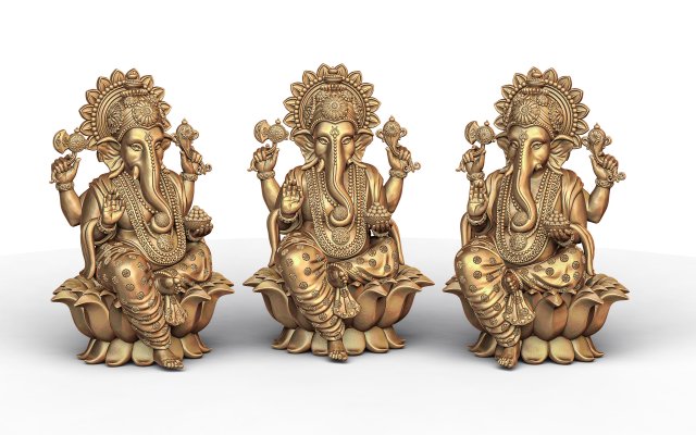 Ganesh Ji Lotus 08 Modello di stampa 3D .c4d .max .obj .3ds .fbx .stl .blend 