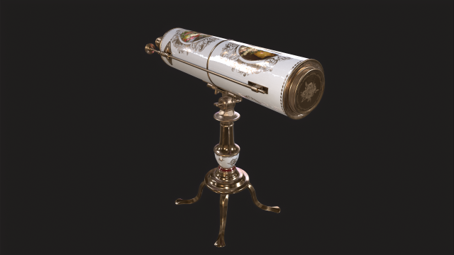 A royal antique reflecting telescope PBR 3D मॉडल .c4d .max .obj .3ds .fbx .stl .blend 