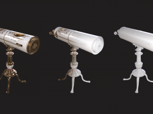 A royal antique reflecting telescope PBR 3D मॉडल