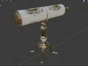 A royal antique reflecting telescope PBR 3D Model
