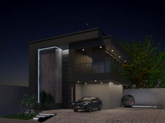 Modern villa architecture 3D Model .c4d .max .obj .3ds .fbx .stl .blend