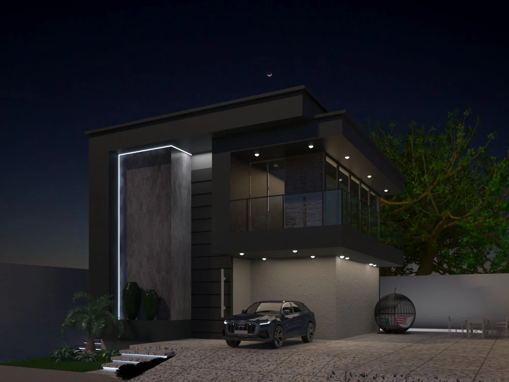 Modern villa architecture 3D Model .c4d .max .obj .3ds .fbx .stl .blend 