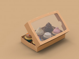 6 stylized cupcakes 3D Модель