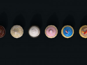 6 stylized cupcakes 3D Модель