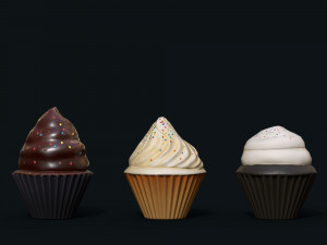 6 stylized cupcakes 3D Модель