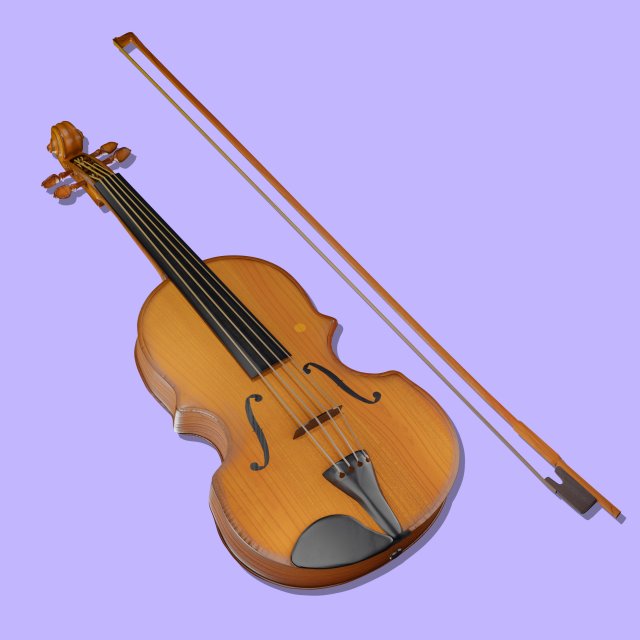 Stylized Violin 3D Modell .c4d .max .obj .3ds .fbx .stl .blend