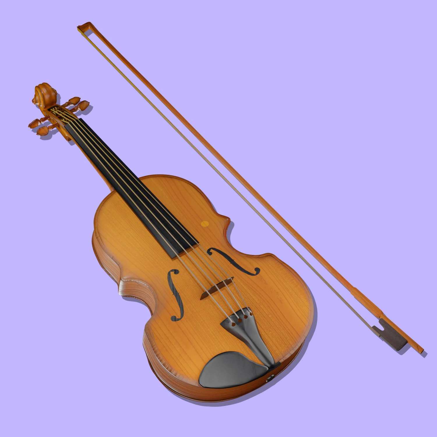 Stylized Violin 3D Model .c4d .max .obj .3ds .fbx .stl .blend 