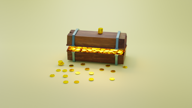Chest of gold 3D Model .c4d .max .obj .3ds .fbx .stl .blend 