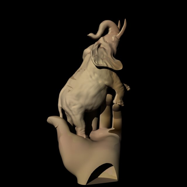 Elephant in hand 3D 模型 .c4d .max .obj .3ds .fbx .stl .blend