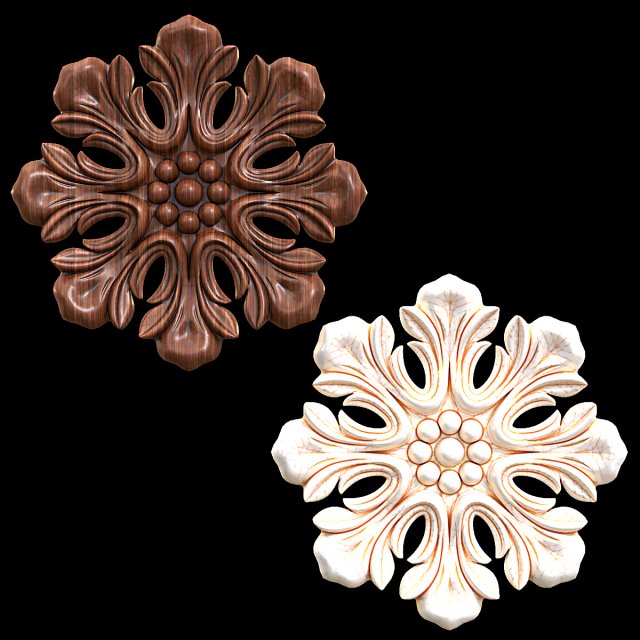 Rosette Wood 1546 3D Model .c4d .max .obj .3ds .fbx .stl .blend 