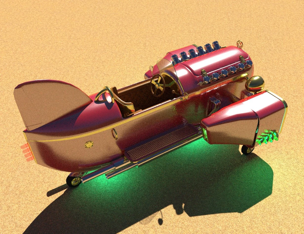 Steampunk boat tail racer 3D Model .c4d .max .obj .3ds .fbx .stl .blend